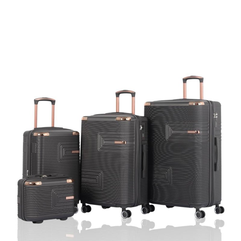 أفياتور شنط سفر  دبش عروسة - مكون من 4قطع ويشمل حقيبتين يد - بكفرات دبل وقفل رقمي ثابت -  ماركة / AVIATOR - Image 1